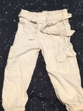 Carter's Cream Cargo Jogger Pants with Tie Waist